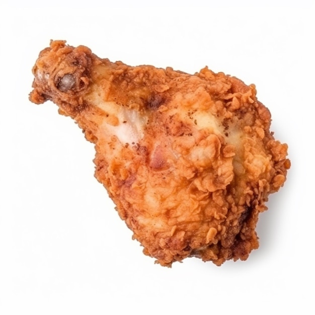 a close up of a fried chicken on a white surface generative ai