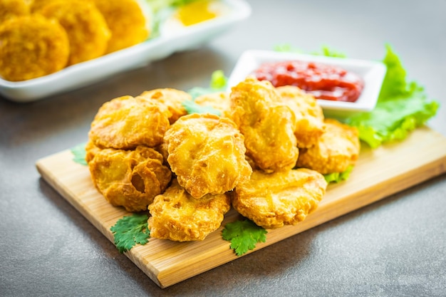close-up of fried food on table