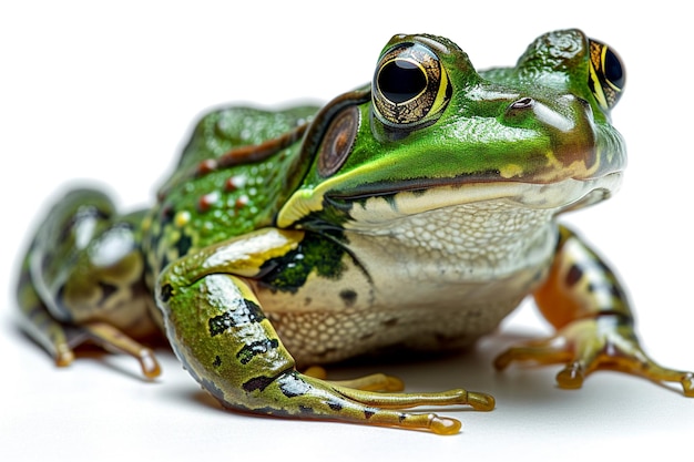 close up of a frog isolated on white background