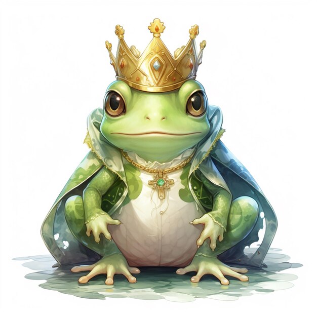 Photo a close up of a frog wearing a crown and a green jacket generative ai