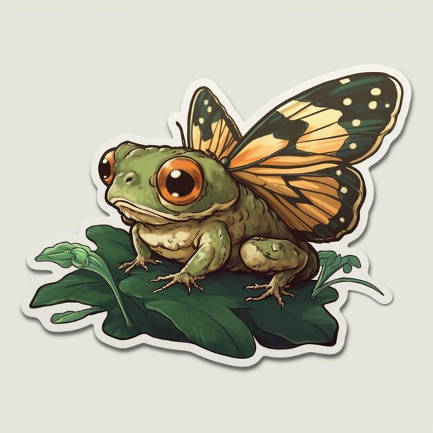 A close up of a frog with a butterfly on its back generative ai