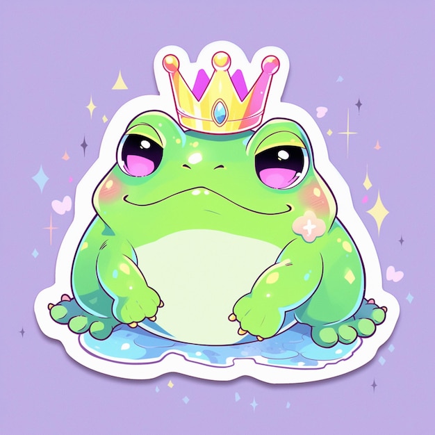 A close up of a frog with a crown on its head generative ai