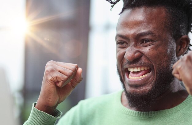 Close up front portrait smiling young black man