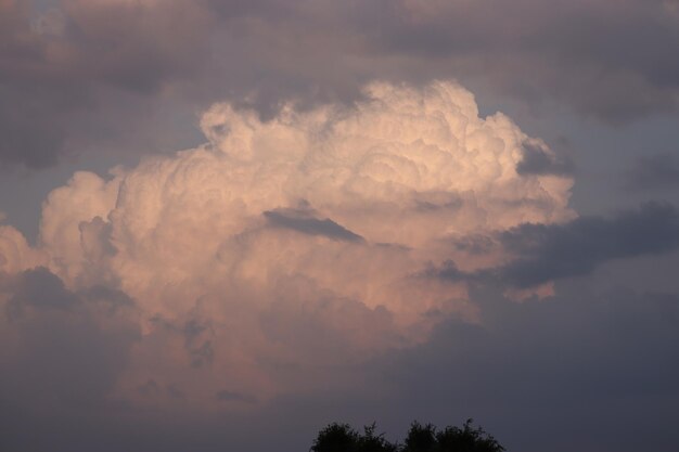 Photo close-up or front view of black and white clouds under the clear blue sky in rain season  clouds