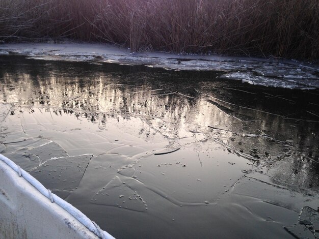 Foto prossimo piano del lago ghiacciato