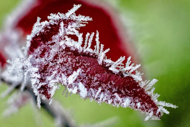 Photo close-up of frozen plant during winter