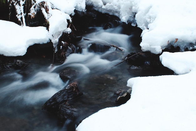 Photo close-up of frozen water