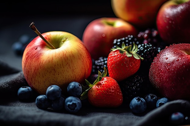 Крупный план фруктов и ягод
