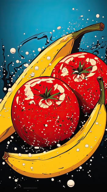 close-up fruit in de stijl van pop art