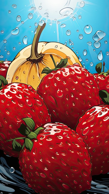 close-up fruit in de stijl van pop art