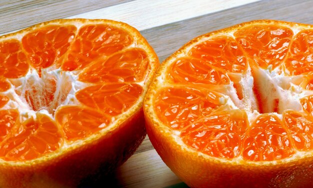 Close-up of fruit slices on table