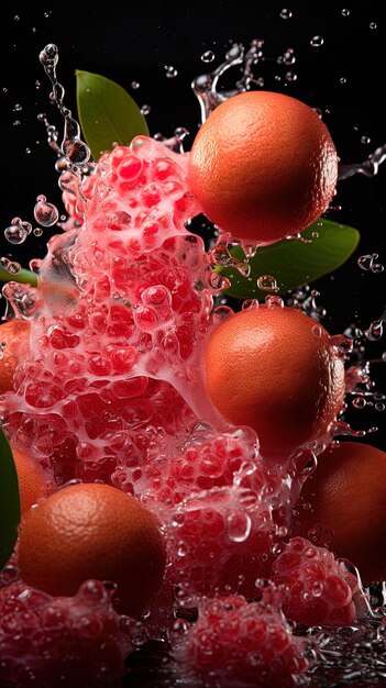 a close up of fruit in water
