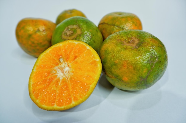 Close-up of fruits against white background