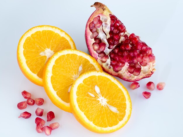 Close-up of fruits against white background