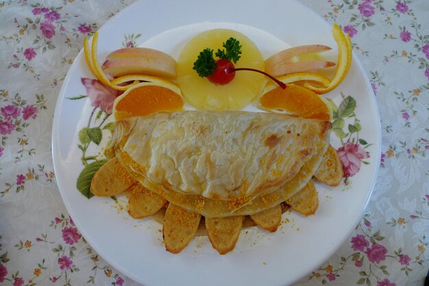 Close-up of fruits in plate