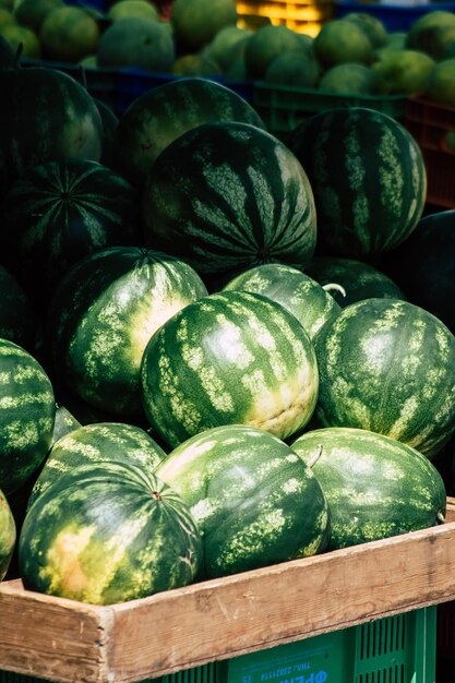 Close-up of fruits for sale at market stall