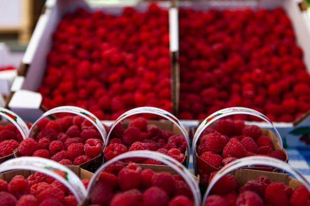 Foto close-up di frutta per la vendita sul mercato