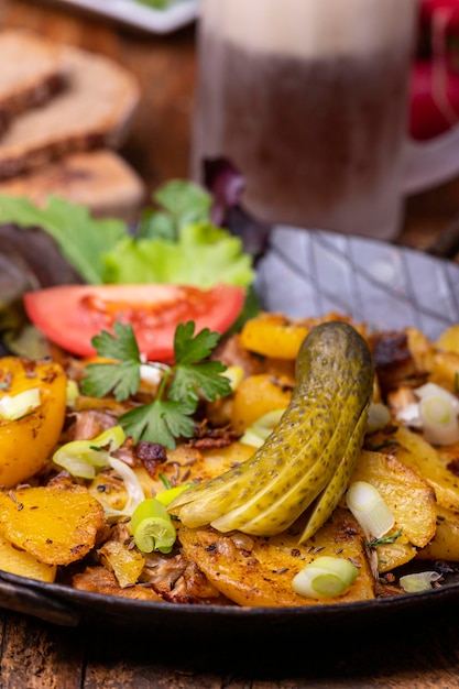 Photo close-up of fruits served in plate