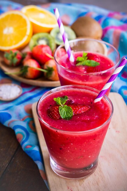 Close-up of fruits served on table