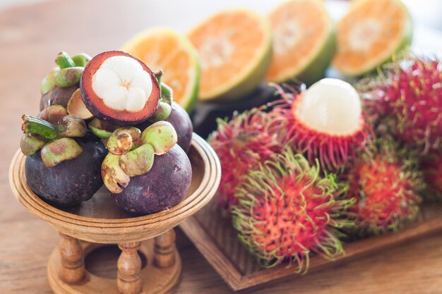 Close-up of fruits on table