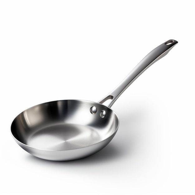 a close up of a frying pan with a handle on a white surface generative ai