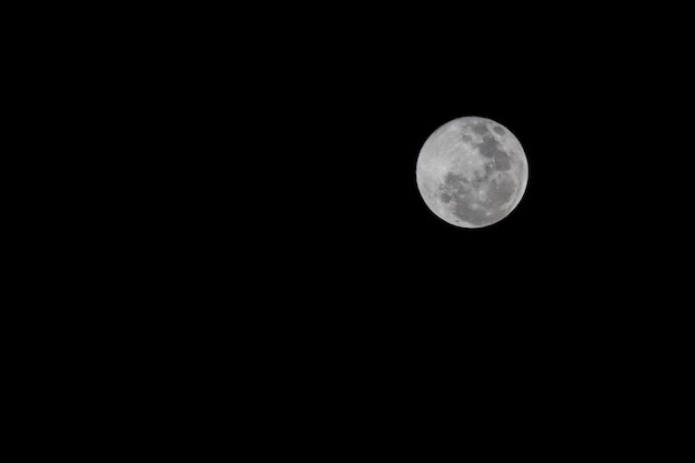 Close up full moon on the Black sky