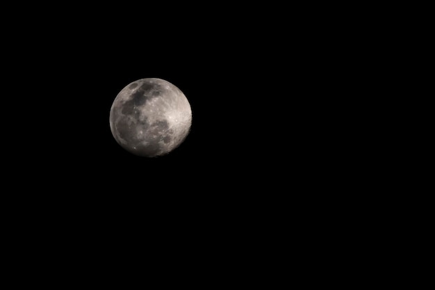 Close up full moon on the Black sky