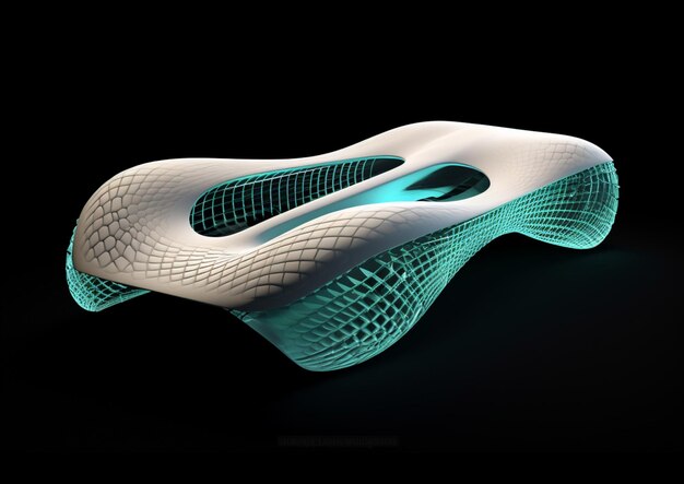 Photo a close up of a futuristic design of a seat on a black surface generative ai