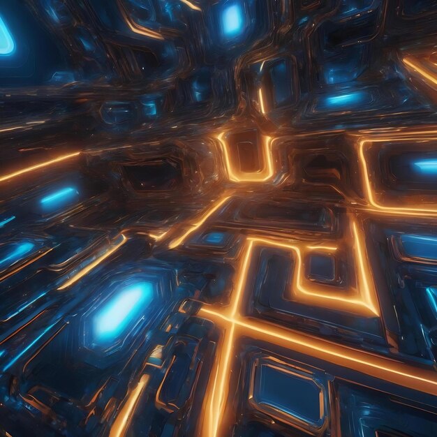 A close up of a futuristic wallpaper with a blue light generative ai