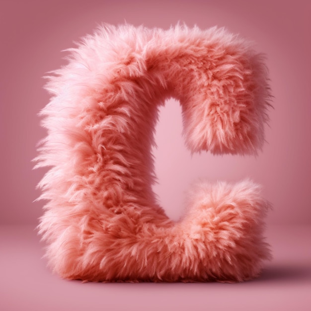 Photo a close up of a fuzzy letter c on a pink background generative ai