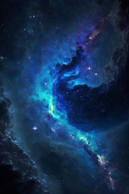 Close up of a galaxy with clouds and stars generative ai