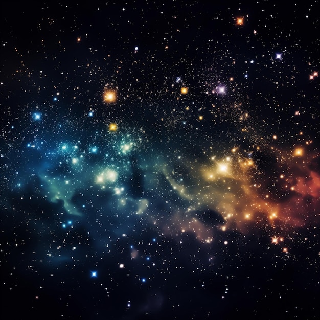 별과 검은색 배경 생성 AI가 있는 은하의 클로즈업