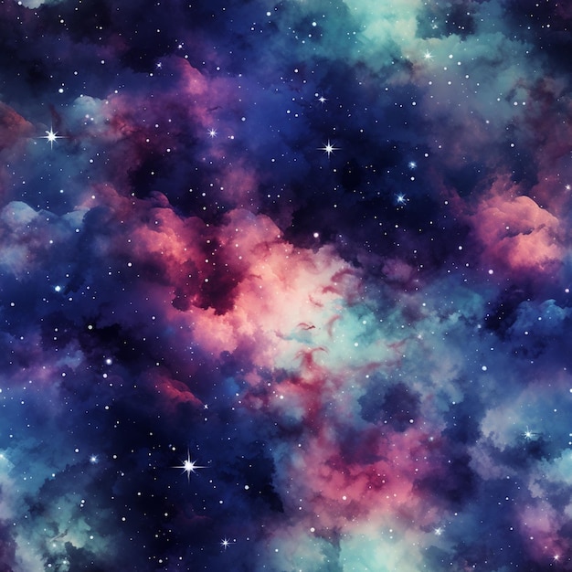 a close up of a galaxy with stars and clouds generative ai