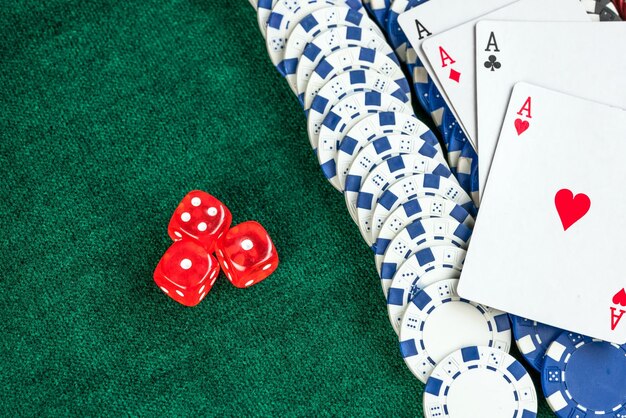 Close-up of gambling equipment on table