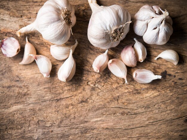 close-up of garlic on table