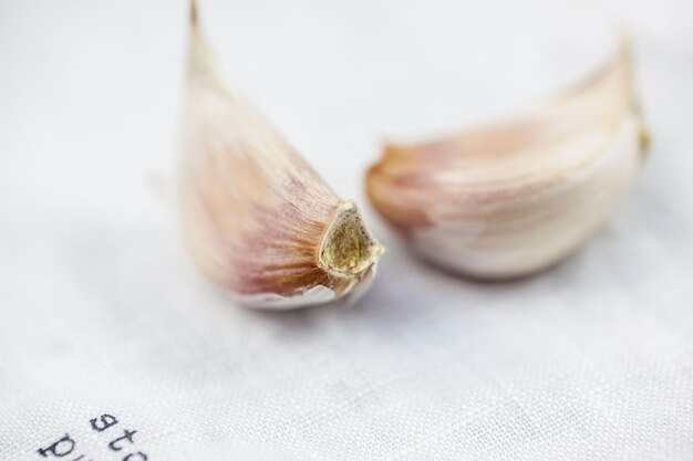 Close-up of garlic on table