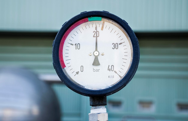 Foto close-up gasdrukmeter buizen kleppen