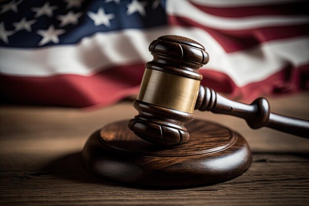 Close-up of gavel on table