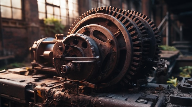 A close up of a gear on a metal table