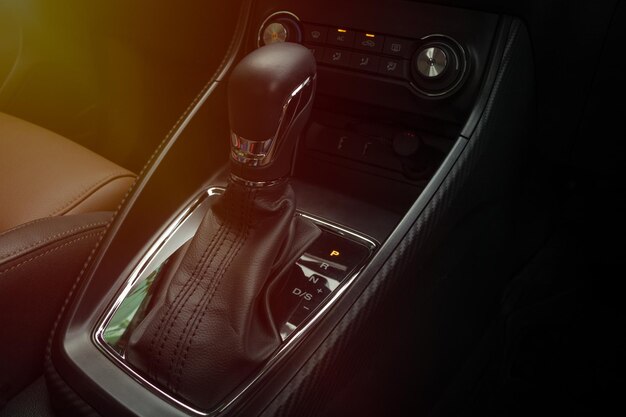 Photo close-up of gear shift in car