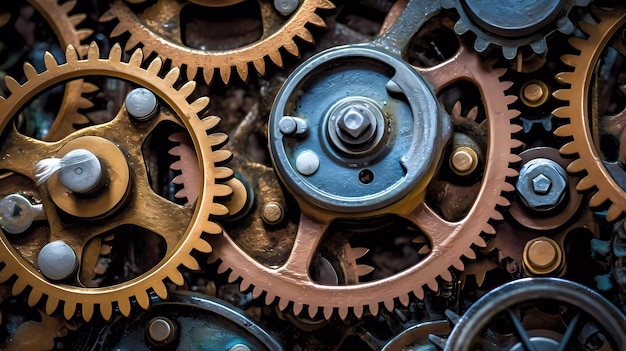 A close up of gears on a machine