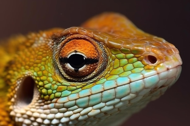 A close up of a gecko's head