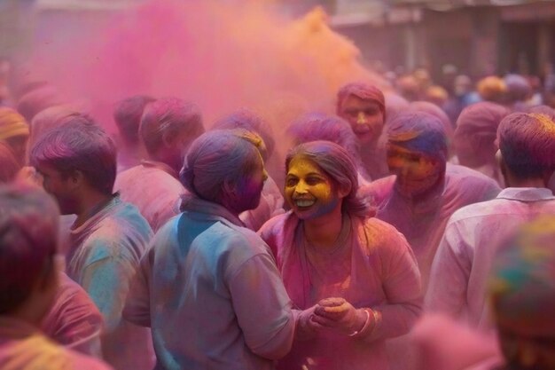 Foto close-up gedeeltelijk beeld van jonge mensen met kleurrijk poeder in de handen tijdens het holi-festival