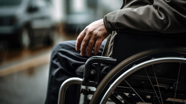 Close-up gehandicapte man op rolstoel