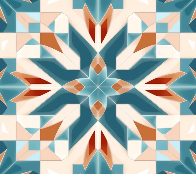 A close up of a geometric design with a blue and orange star generative ai