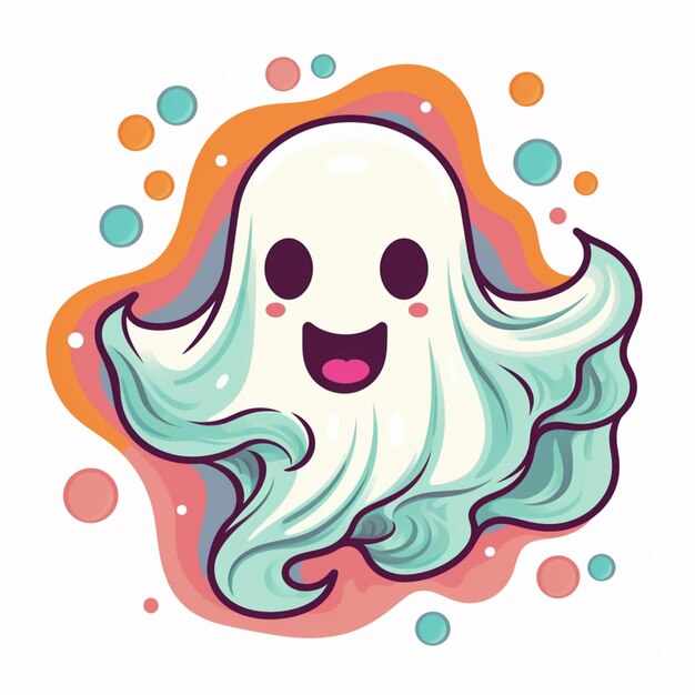 a close up of a ghost with a happy face and a bubble generative ai