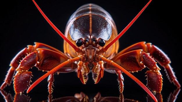 Photo a close up of a giant insect with red eyes