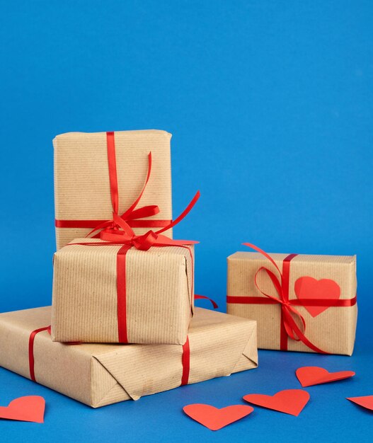 Close-up of gift box on blue background