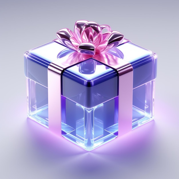 A close up of a gift box with a pink bow on top generative ai