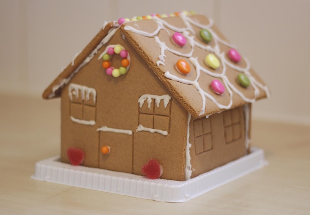 Photo close-up of gingerbread house